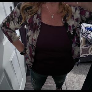 Cable & Gauge 3/4 sleeve floral cardigan